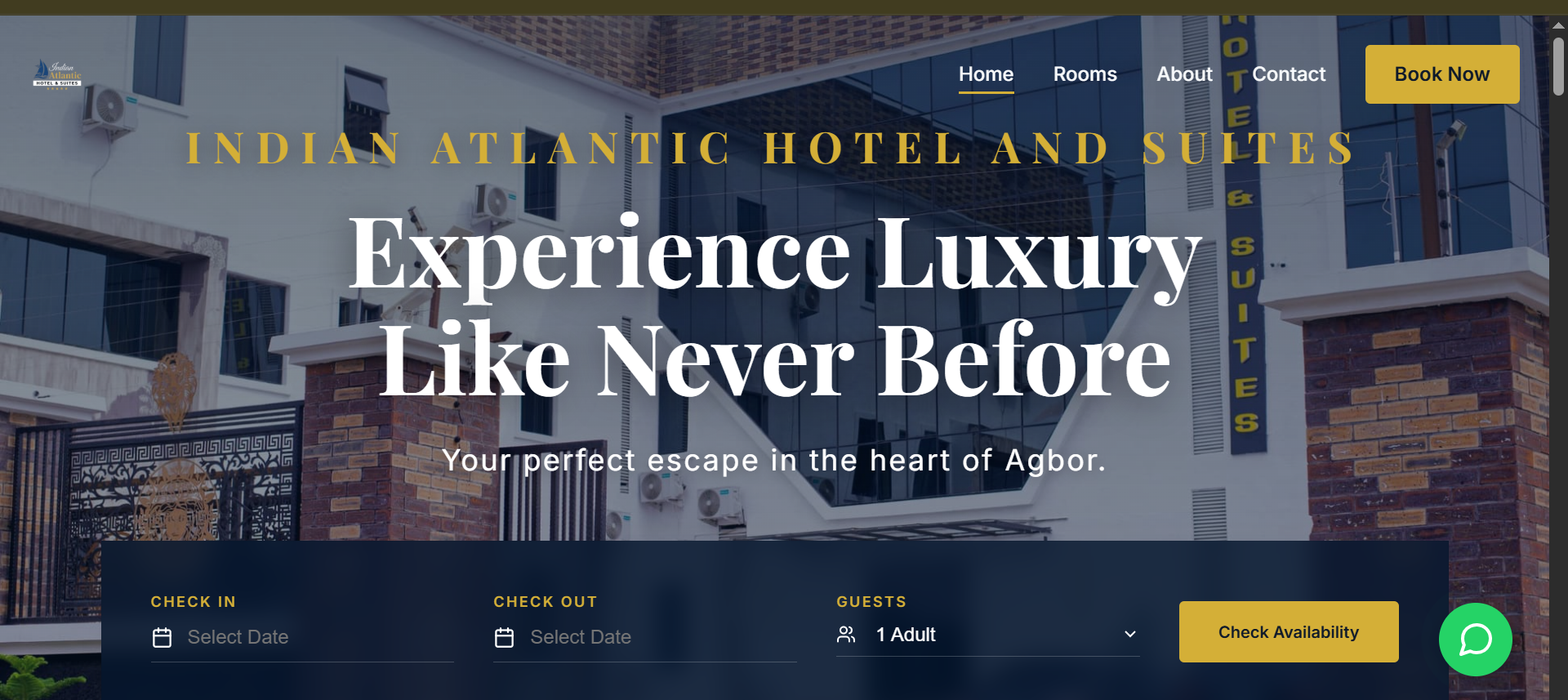 Indian Atlantic Hotel website banner
